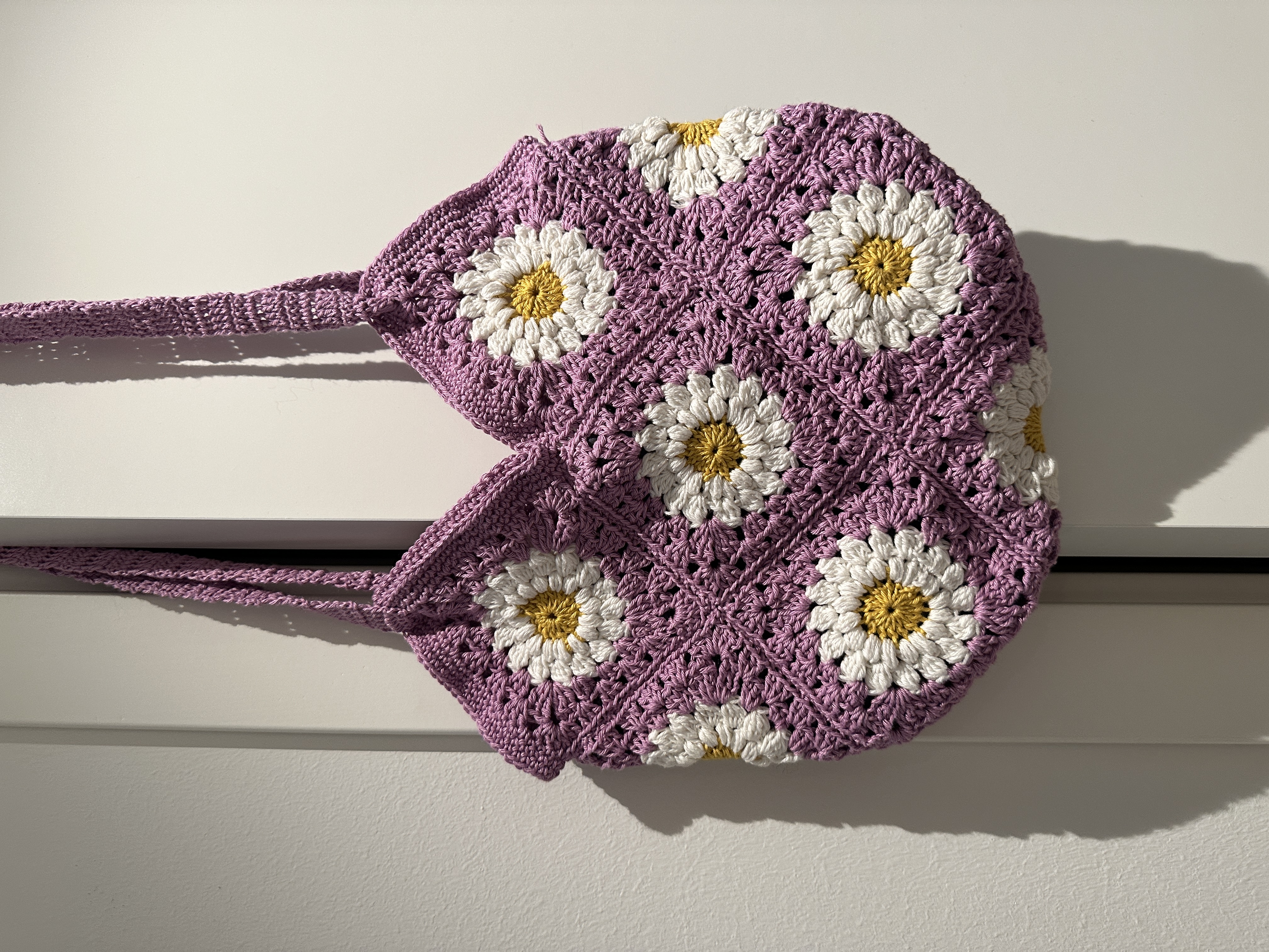 rosa virkad handväska